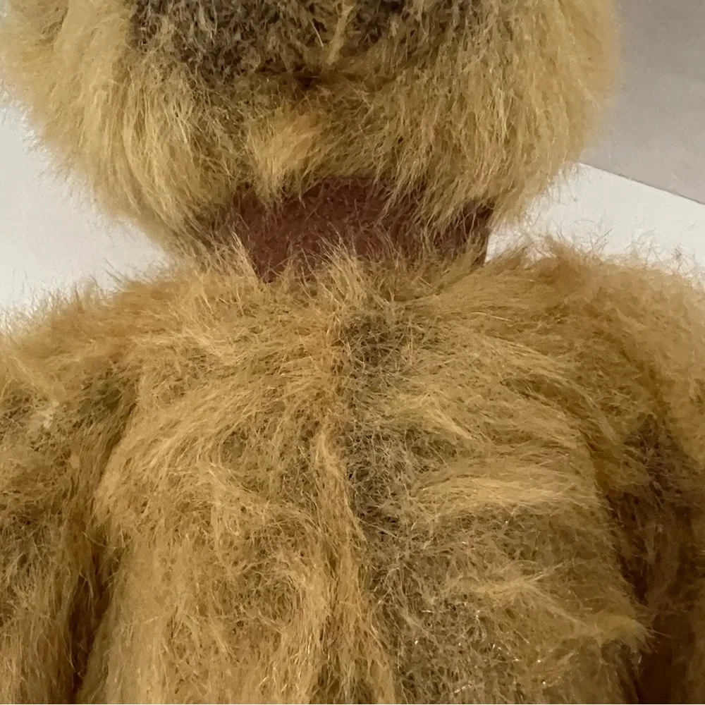 Vintage Unbranded 12” Jointed Posable Mohair Teddy Bear Plush Caramel Color